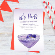 Elegant Violet/ purple Birthday Party Invitation Template – Customizable Canva Design for Any Event- cocktail birthday invitation