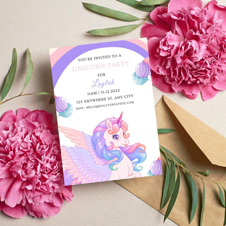 Customizable Unicorn Party Invitation | Editable Digital Canva Template | Perfect for Kids’ Birthday Parties