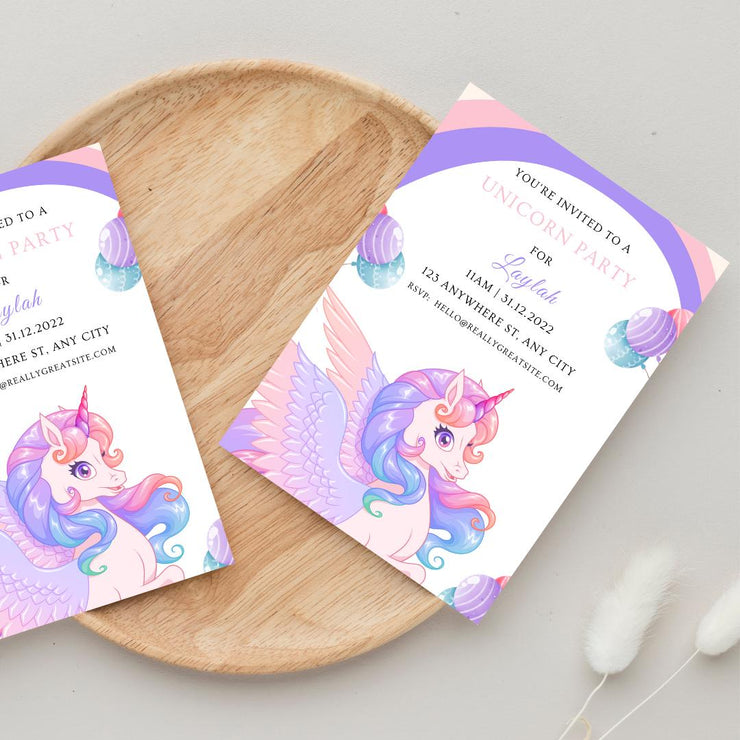 Customizable Unicorn Party Invitation | Editable Digital Canva Template | Perfect for Kids’ Birthday Parties