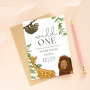 Wild One Jungle / safari Birthday Invitation | Editable Canva Template | Digital Animal Safari birthday Theme | Birthday Printable Invite