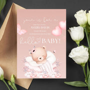 Customizable Baby Shower Invitation Template - Adorable Bear Design - Editable Canva party invite template