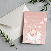 Customizable Baby Shower Invitation Template - Adorable Bear Design - Editable Canva party invite template