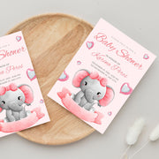 Adorable Elephant Baby Shower Invitation - Pink Customizable Canva Template- party invite