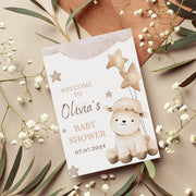 Editable Baby Shower Invitation | Cute Lamb and Stars Theme | Canva Template- party invite