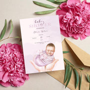 Soft Purple Newborn Baby Shower Invitation - Customizable Canva Design- Canva party invite template