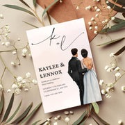 Customizable Digital Wedding Invitation with Elegant Couple Illustration | Editable Canva Template- simple wedding invitation design