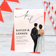 Customizable Digital Wedding Invitation with Elegant Couple Illustration | Editable Canva Template- simple wedding invitation design