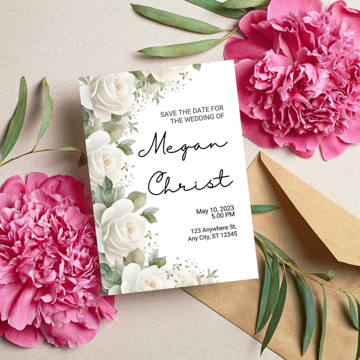 Elegant Customizable Floral Wedding Invitation | Editable Canva Template | Instant Download \ wedding party