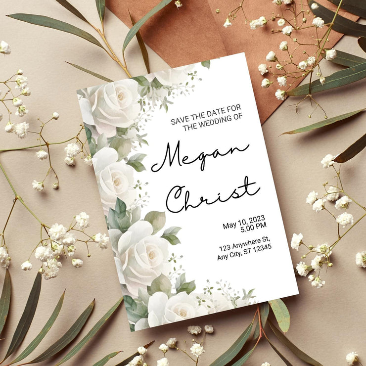 Elegant Customizable Floral Wedding Invitation | Editable Canva Template | Instant Download \ wedding party