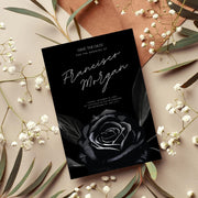 Black Rose Elegant Wedding Invitation Template - Customizable Canva Design| black theme wedding