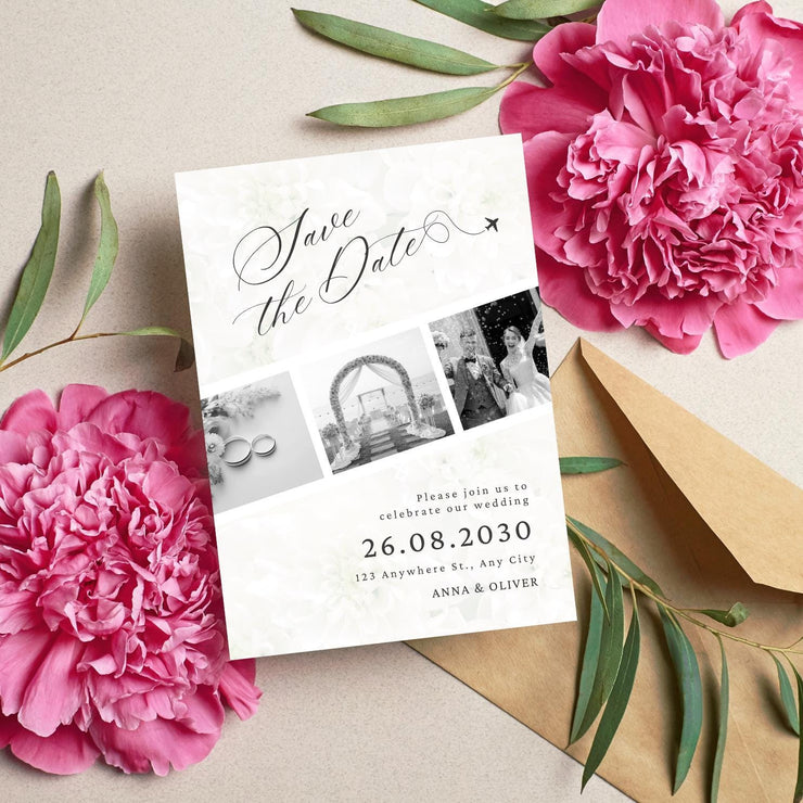 Customizable Floral Wedding Invitation Template - Editable Canva Save the Date Card Design- wedding party invite