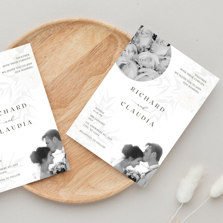 Modern design with image Wedding Invitation Template | Editable Canva Design | Black & White Wedding Invite and party