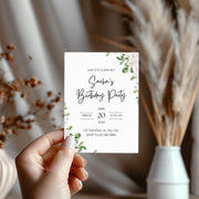 Floral Greenery Birthday Invitation | Customizable Digital Template for Elegant Celebrations- party invite