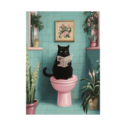 Quirky Black Cat Bathroom Wall Art | Funny Cat Poster | Retro Bathroom Decor | Matte Vertical Poster | Unique Cat Lover Gift