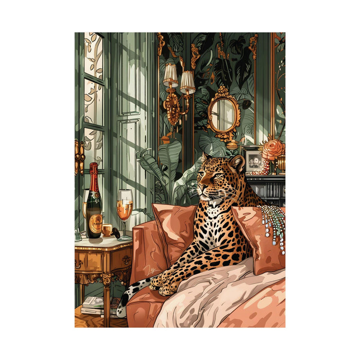 Vintage Leopard Wall Art Print - Luxe Jungle Decor, Elegant Animal Poster, Museum-Quality Matte Vertical Posterst