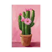 Vibrant Cactus Art Poster – Pink Flower Cacti Print on Premium Matte Paper, Modern Botanical Wall Decor for Living Room & Office