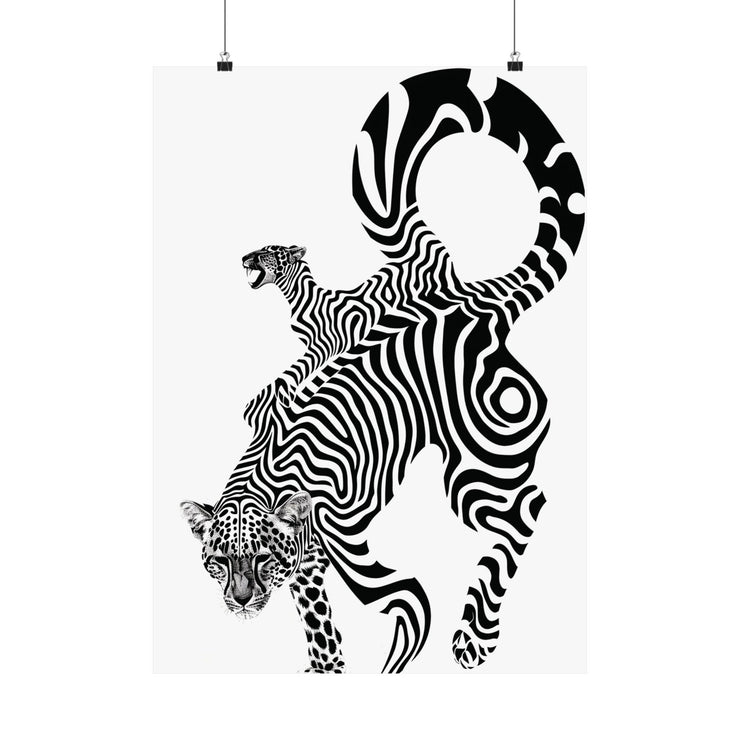 Abstract Zebra Leopard Poster - Modern Black and White Wall Art, Premium Matte Print, Animal Pattern Art for Home Decor