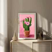 Vibrant Cactus Art Poster – Pink Flower Cacti Print on Premium Matte Paper, Modern Botanical Wall Decor for Living Room & Office