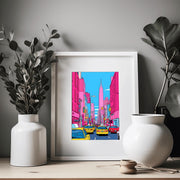 New York City Pop Art Poster - Vibrant Urban Street Scene Wall Decor - Colorful NYC Taxi Print - Modern Cityscape Art Print for Home- Office