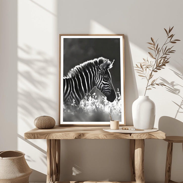 Black and White Zebra Wall Art Poster – Modern Wildlife Photography Print on Premium Matte Paper, Available in Multiple Sizes