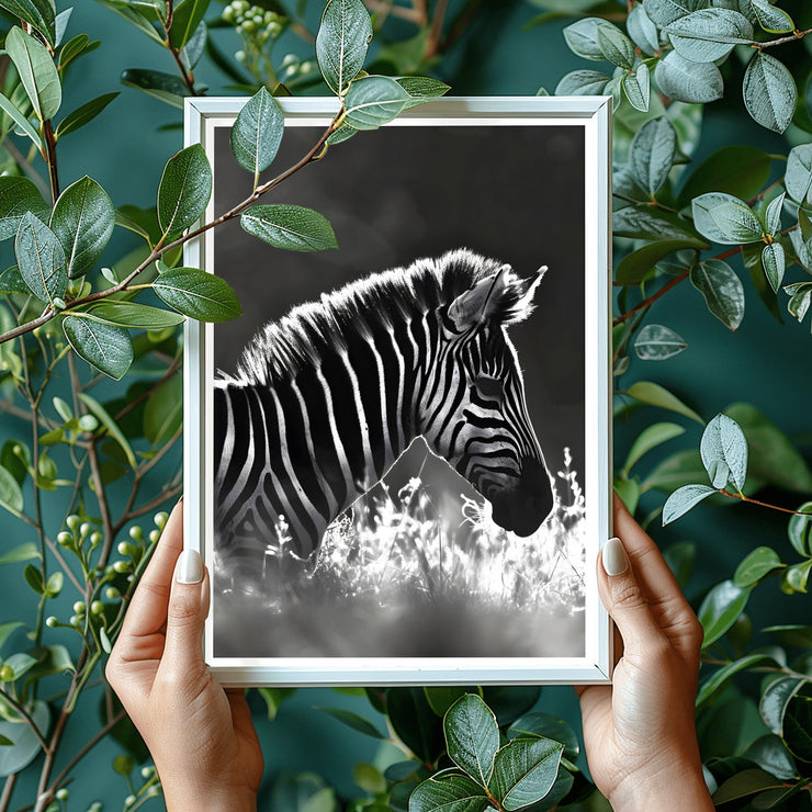 Black and White Zebra Wall Art Poster – Modern Wildlife Photography Print on Premium Matte Paper, Available in Multiple Sizes