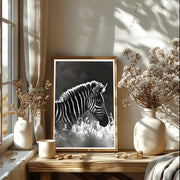 Black and White Zebra Wall Art Poster – Modern Wildlife Photography Print on Premium Matte Paper, Available in Multiple Sizes