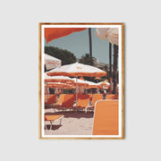 Retro Beach Umbrella Wall Art Poster - Vintage Summer Vibes, Orange & White Aesthetic Print, Premium Matte Art Decor for Home, Office, Cafe