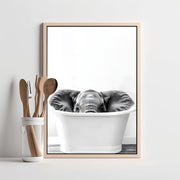 Elephant in Bathtub Wall Art Print – Modern Animal Poster, Unique Bathroom Decor, Premium Matte Poster, Funny Elephant Print for Home Decor