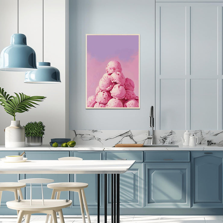 Pink Ice Cream Wall Art Poster – Aesthetic Food Art Print on Premium Matte Paper, Perfect for Kitchen or Café Decor- Ice-cream poster