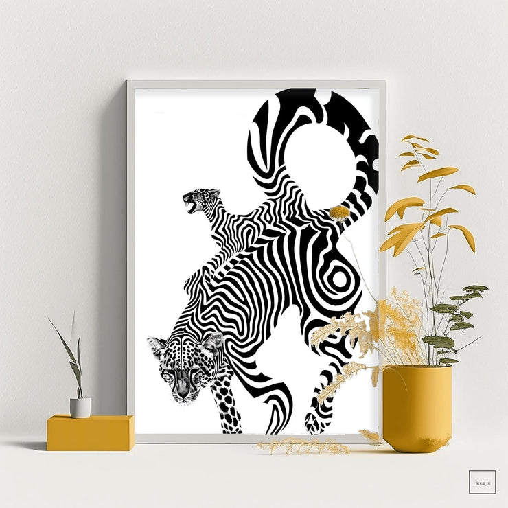 Abstract Zebra Leopard Poster - Modern Black and White Wall Art, Premium Matte Print, Animal Pattern Art for Home Decor