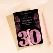 Customizable 30th Birthday Party Invitation | Editable Canva Template | Glam Pink & Glitter High Heels Design | Instant Download