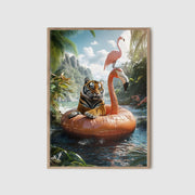 Cool tiger and flamingo wall art print – jungle wall decor, exotic animal poster, tropical art for home- cool urban wildlife animal poster