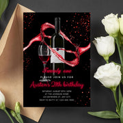 Elegant Red Wine Birthday Party Invitation – Editable Canva Template