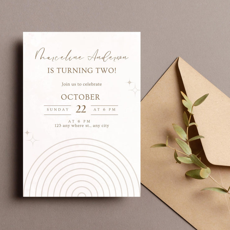 Elegant Minimalist Birthday Invitation - Customizable Canva Template for Digital Download | Editable Birthday Party Invite