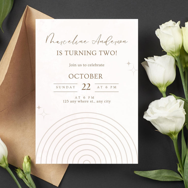 Elegant Minimalist Birthday Invitation - Customizable Canva Template for Digital Download | Editable Birthday Party Invite