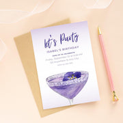 Elegant Violet/ purple Birthday Party Invitation Template – Customizable Canva Design for Any Event- cocktail birthday invitation