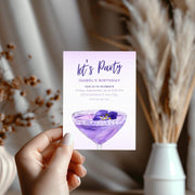 Elegant Violet/ purple Birthday Party Invitation Template – Customizable Canva Design for Any Event- cocktail birthday invitation