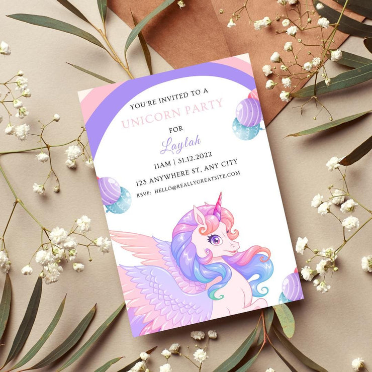 Customizable Unicorn Party Invitation | Editable Digital Canva Template | Perfect for Kids’ Birthday Parties