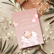 Customizable Baby Shower Invitation Template - Adorable Bear Design - Editable Canva party invite template