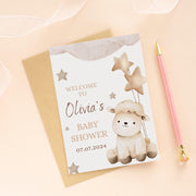 Editable Baby Shower Invitation | Cute Lamb and Stars Theme | Canva Template- party invite