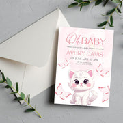 Adorable Kitten Baby Shower Invitation with Pink Butterflies | Editable Canva party Template