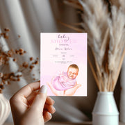 Soft Purple Newborn Baby Shower Invitation - Customizable Canva Design- Canva party invite template