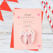 Pink Baby Shoes Baby Shower Invitation Template - Editable Canva Design with Hearts- gender reveal- pink pastel invite