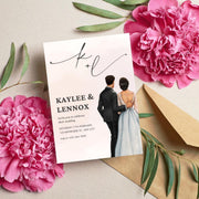 Customizable Digital Wedding Invitation with Elegant Couple Illustration | Editable Canva Template- simple wedding invitation design