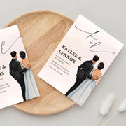 Customizable Digital Wedding Invitation with Elegant Couple Illustration | Editable Canva Template- simple wedding invitation design