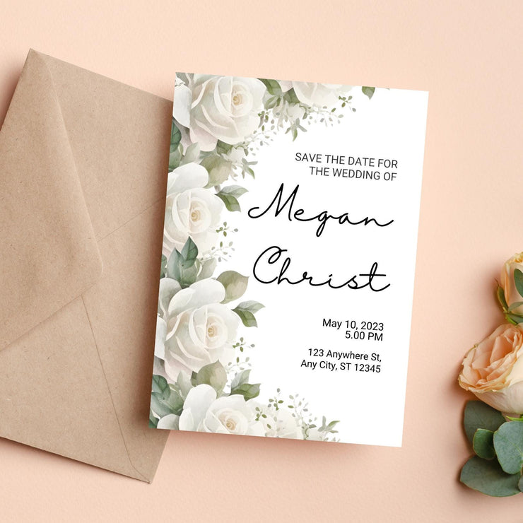 Elegant Customizable Floral Wedding Invitation | Editable Canva Template | Instant Download \ wedding party