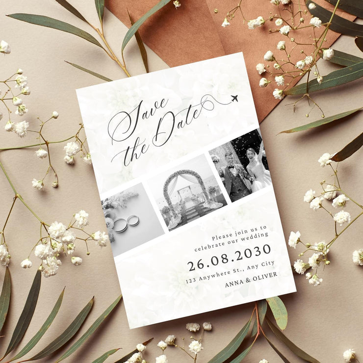 Customizable Floral Wedding Invitation Template - Editable Canva Save the Date Card Design- wedding party invite