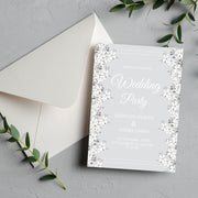 Floral and silver Wedding Invitation Template | Customizable Canva Invitation with Editable Text | Instant Download / wedding party invite