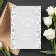 Floral and silver Wedding Invitation Template | Customizable Canva Invitation with Editable Text | Instant Download / wedding party invite