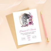 Floral Geometric Wedding Invitation Template | Customizable Canva Design | Instant Download- wedding invites